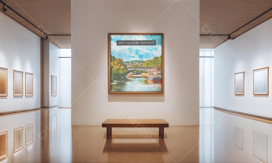 Mockup Quadro Galeria de Arte: Paisagem Impressionista
