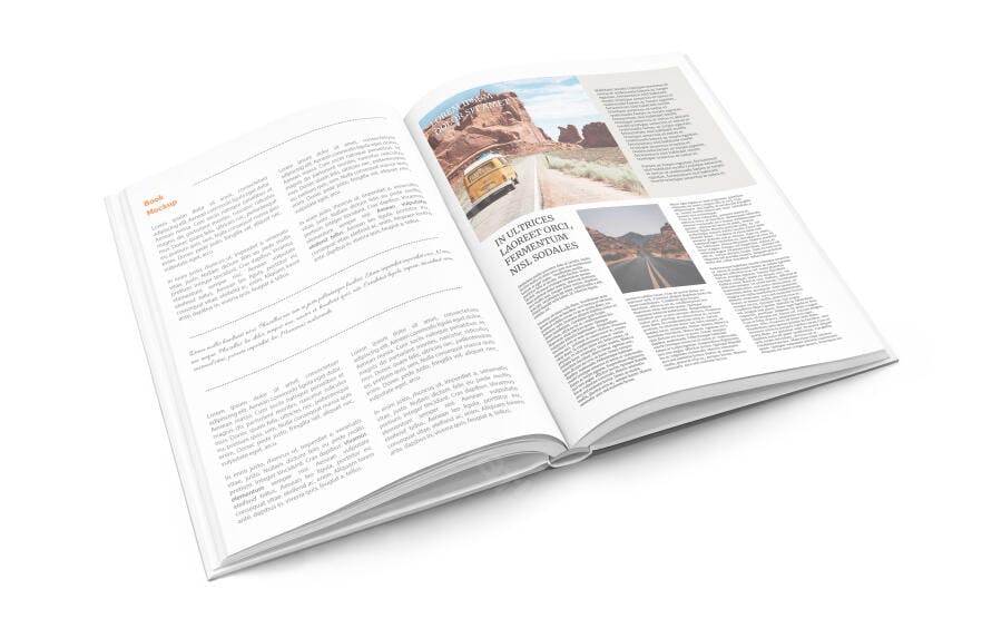 Mockup de Livro Aberto com Fotos de Viagem