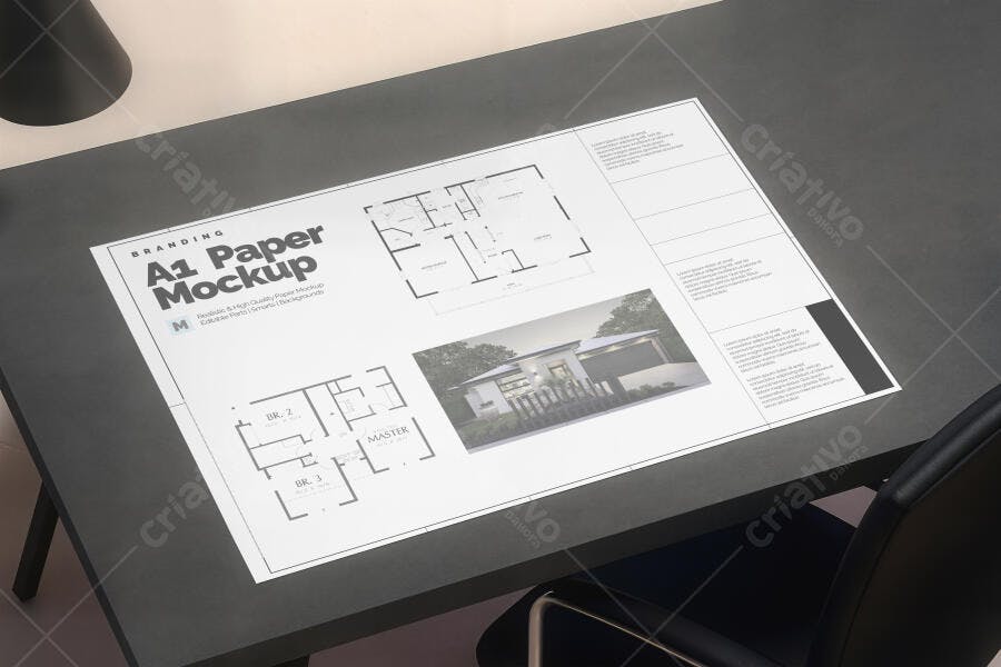 Mockup Realista de Projeto Arquitetônico em Papel A1