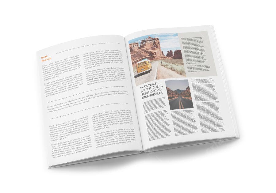Mockup de Livro Aberto com Fotos de Viagem