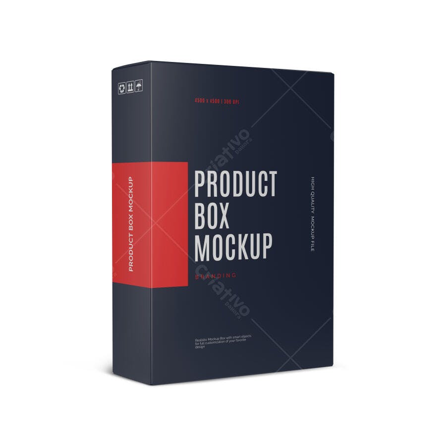 Mockup Caixa de Produto: Preto e Vermelho, Design Moderno