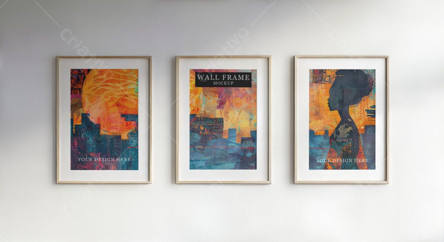 Mockup de Moldura de Parede com Arte Abstrata