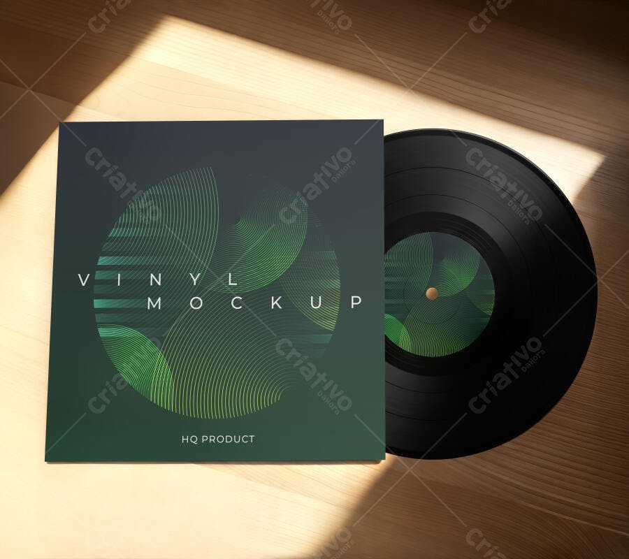 Mockup de Capa de Vinil com Design Moderno em Verde e Cinza Escuro