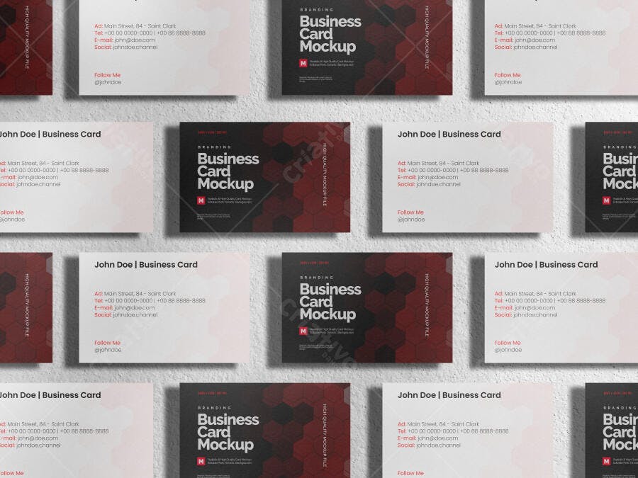 Mockup Cartão de Visita: Design Moderno em Vermelho e Preto