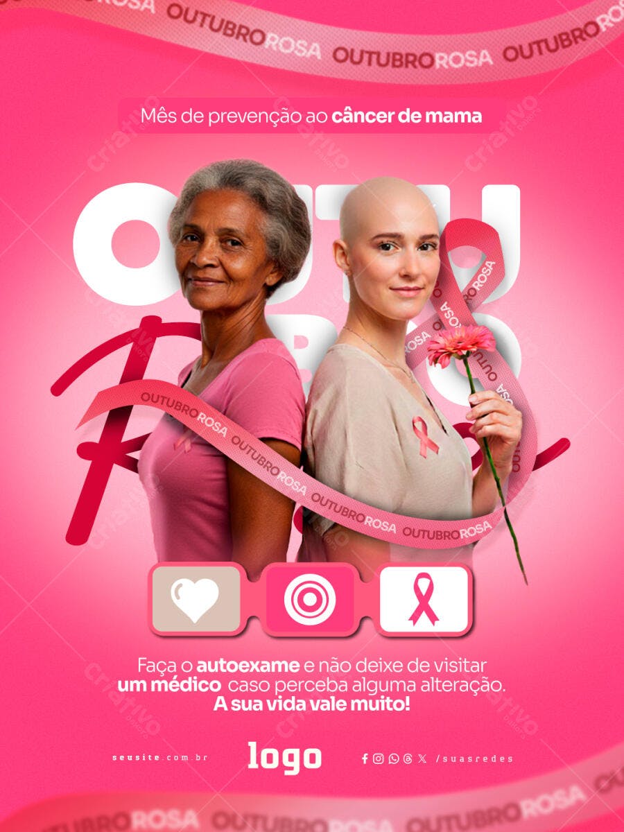 Flyer Outubro Rosa PSD Editável