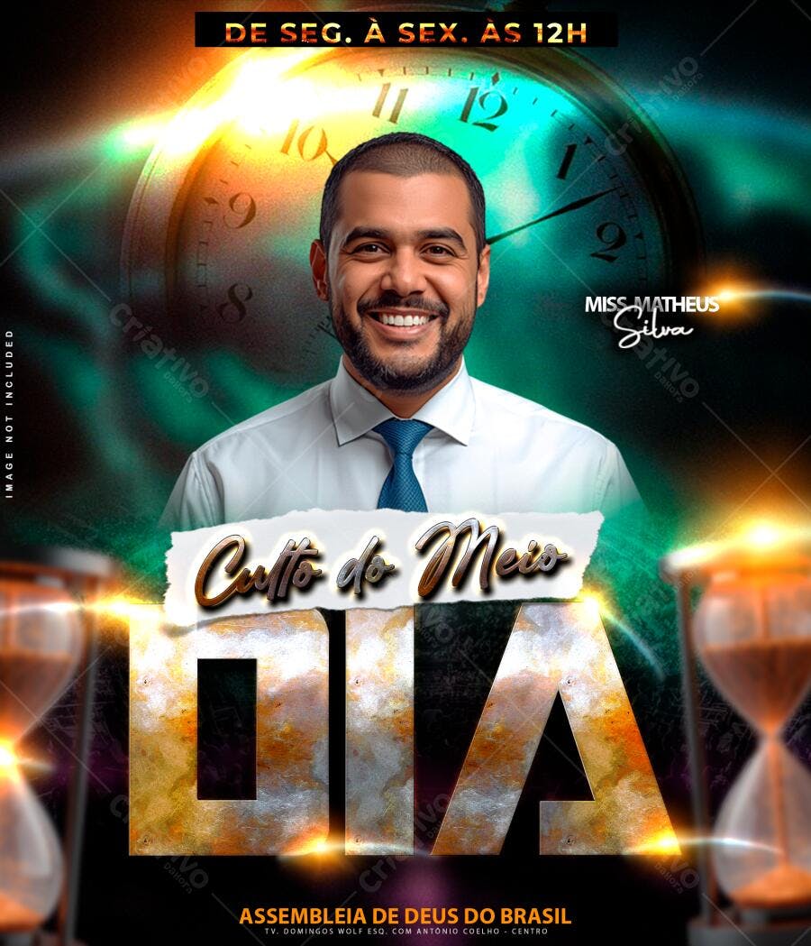 Flyer Culto do Meio Dia PSD Editável