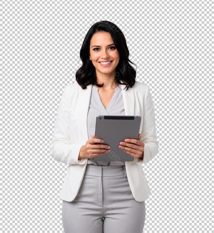 Icone Mulher Negócios Tablet PNG com fundo transparente