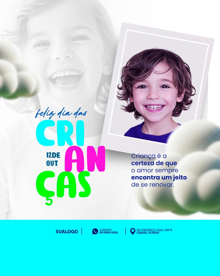 Post para o Dia das Crianças PSD Editável