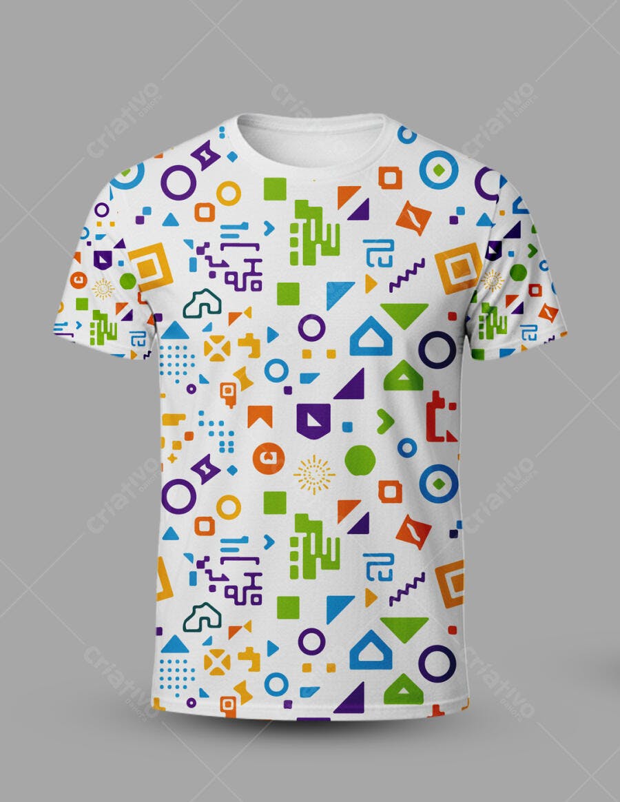 Camiseta Geométrica Colorida PSD Editável