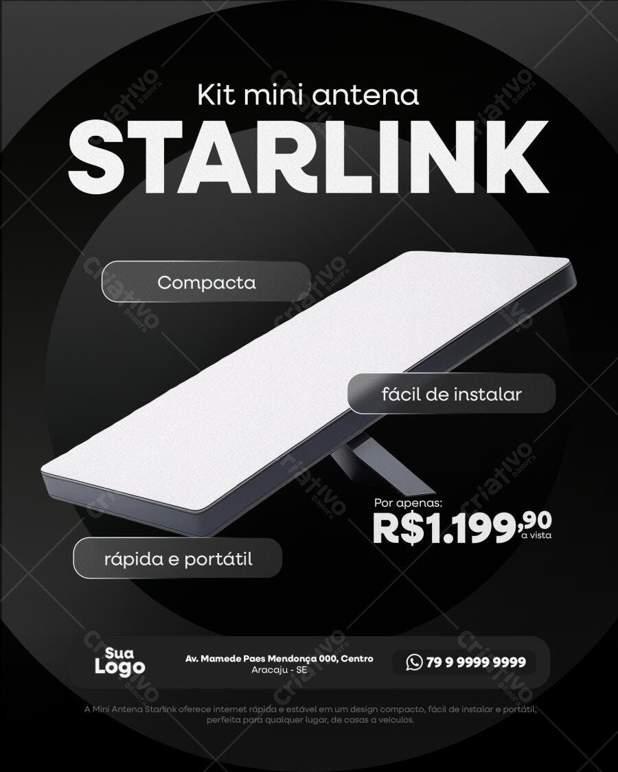 Flyer Starlink Kit Mini Antena PSD Editável