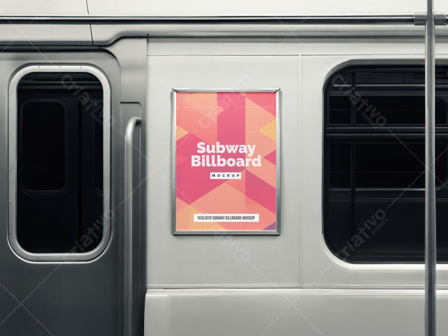 Mockup Realista de Painel Publicitário em Metrô