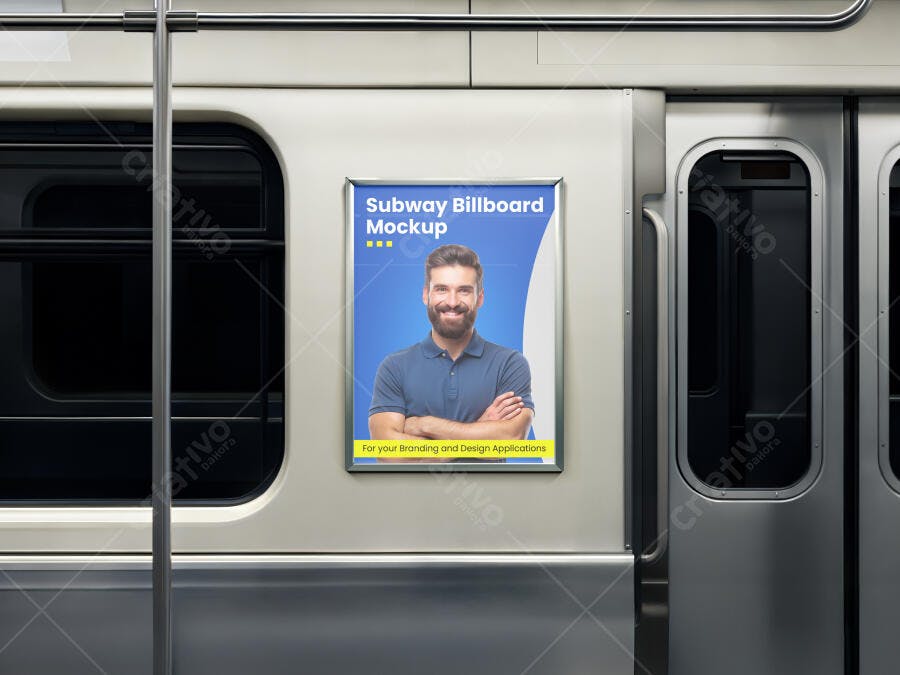 Mockup de Outdoor em Metrô: Anúncio com Homem Sorrindo