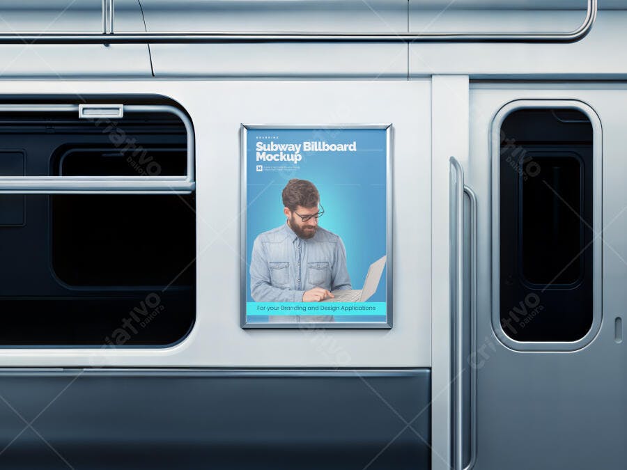 Mockup de Painel Publicitário Metrô: Design Moderno