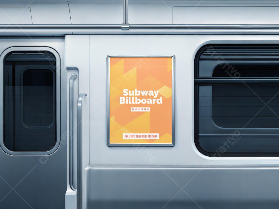 Mockup Realista de Painel Publicitário em Metrô