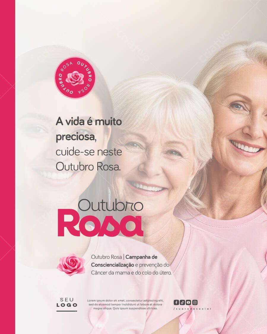 Flyer Outubro Rosa PSD Editável