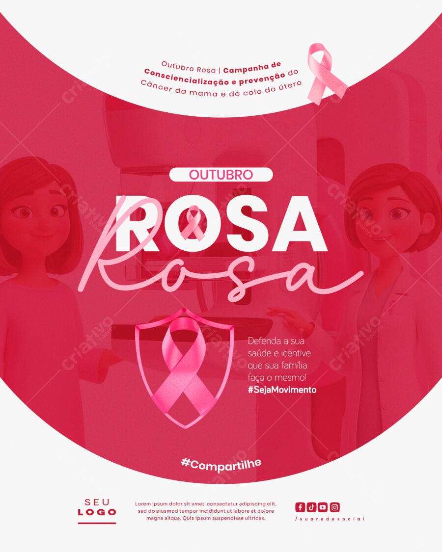 Flyer Outubro Rosa PSD Editável