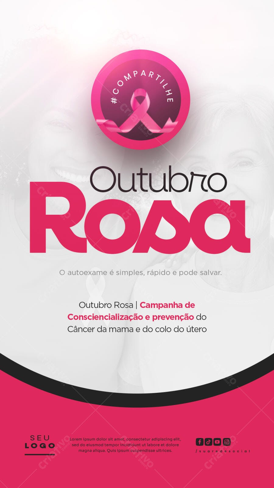 Flyer Outubro Rosa PSD Editável