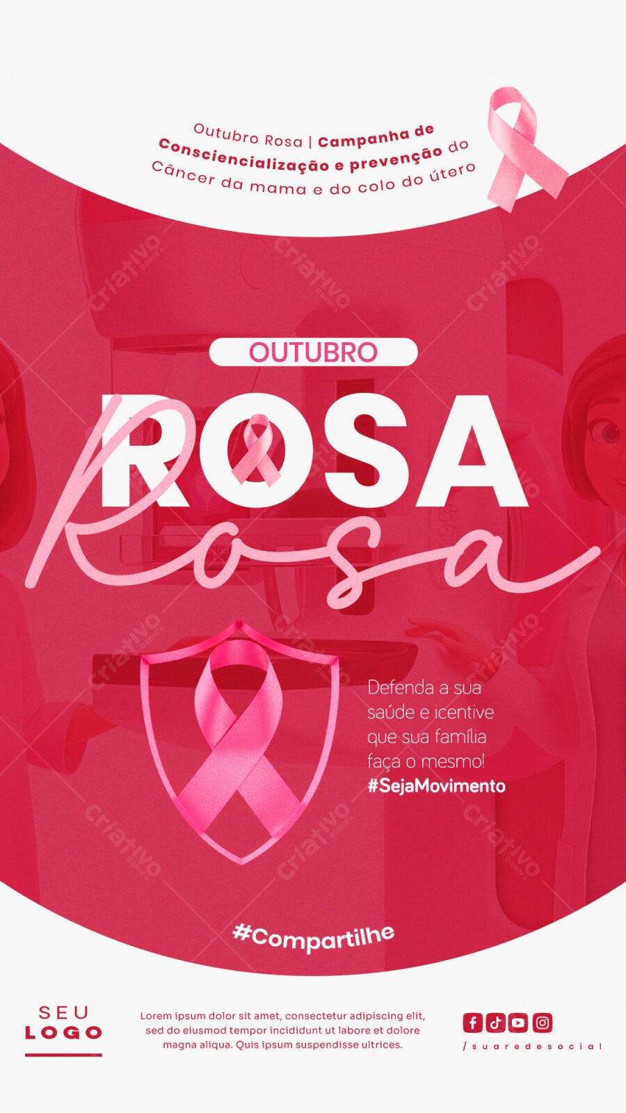 Flyer Outubro Rosa PSD Editável