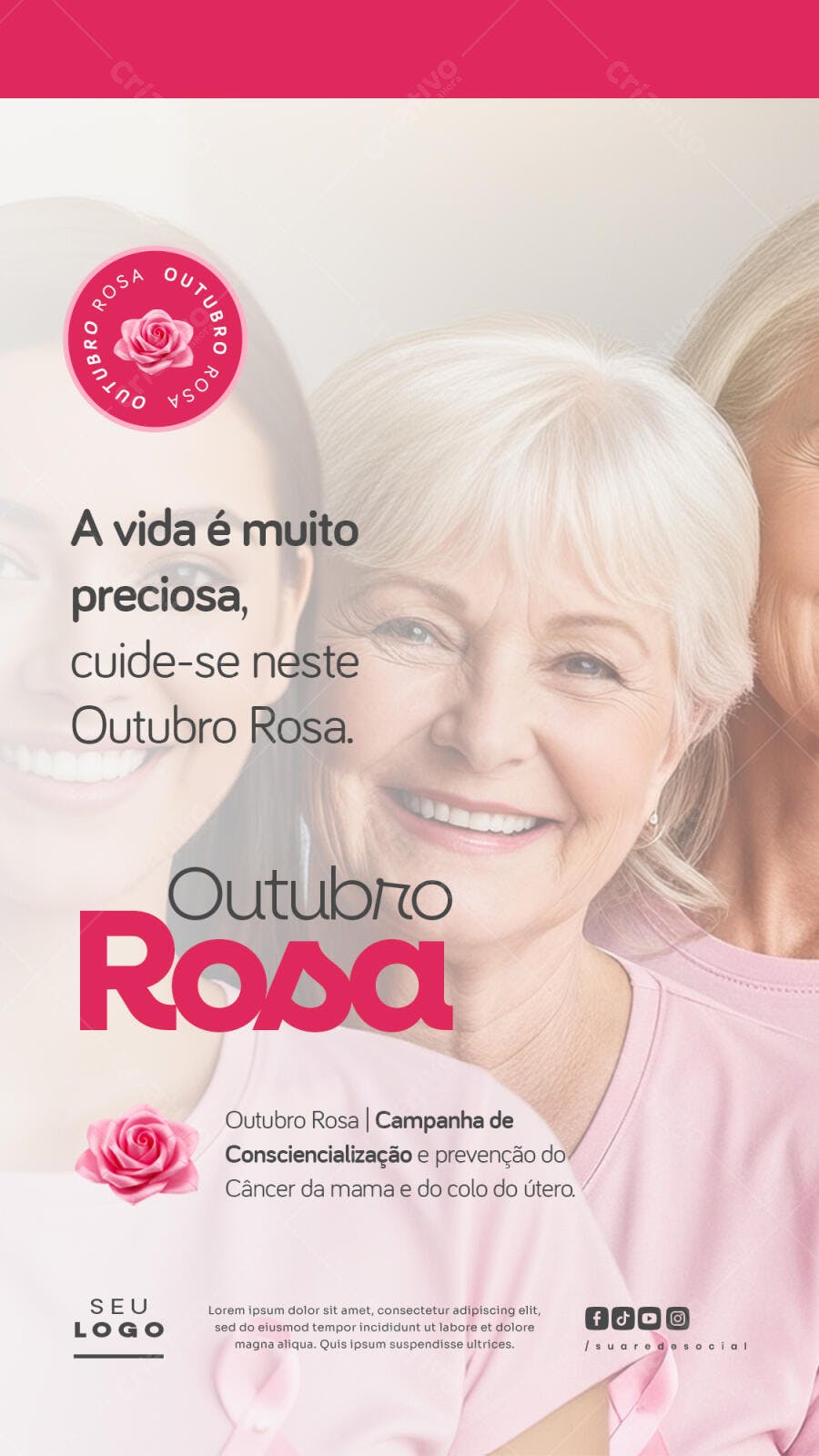 Flyer Outubro Rosa PSD Editável