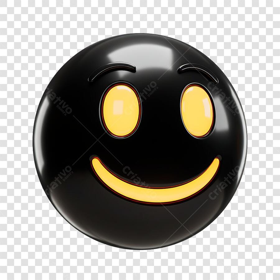Ícone Emoji Sorriso Preto PNG com fundo transparente
