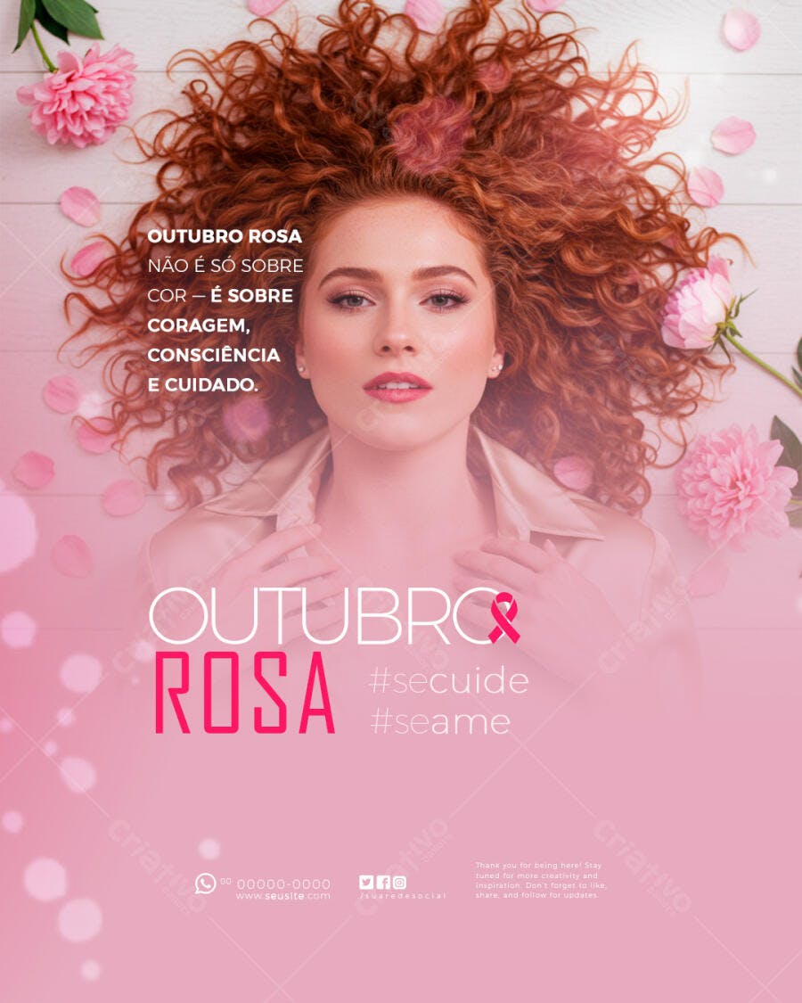 Poster Outubro Rosa PSD Editável