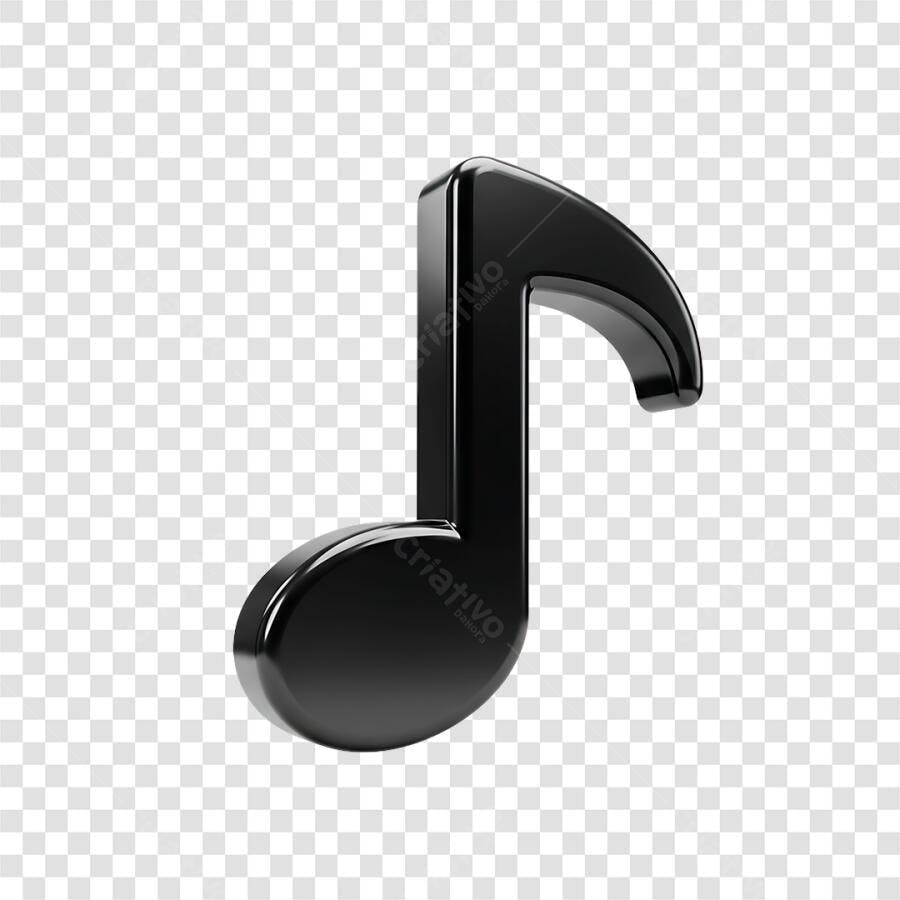 Icone nota musical preta 3D brilhante para audio e podcast PNG com fundo transparente