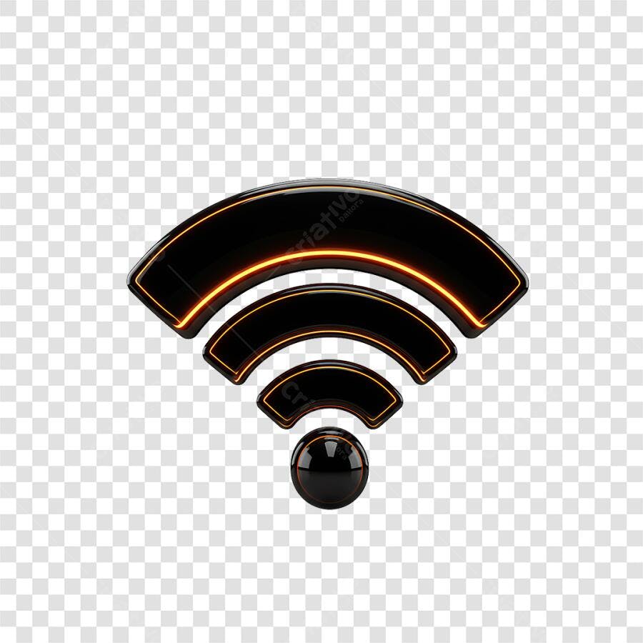 Ícone Wifi Preto e Laranja PNG com fundo transparente