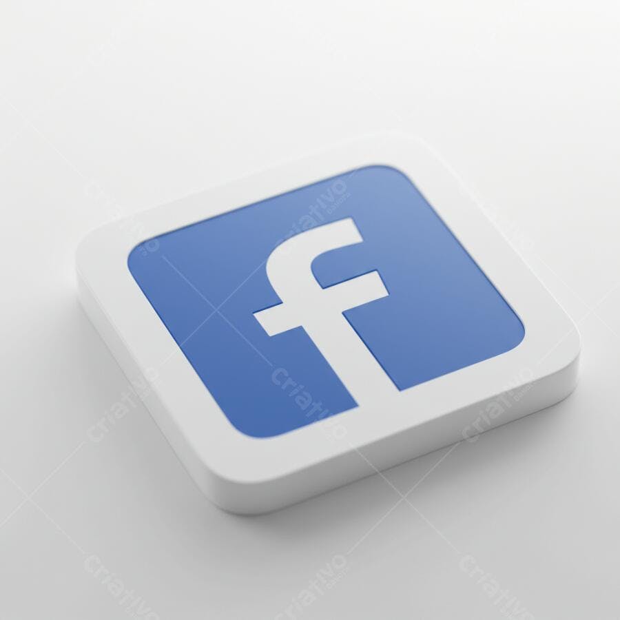 Logo Facebook em 3D fundo branco