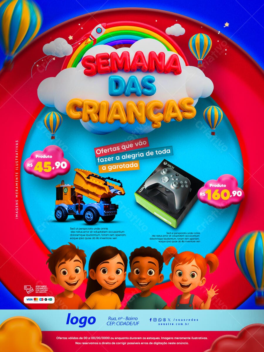 Flyer Semana das Crianças PSD Editável
