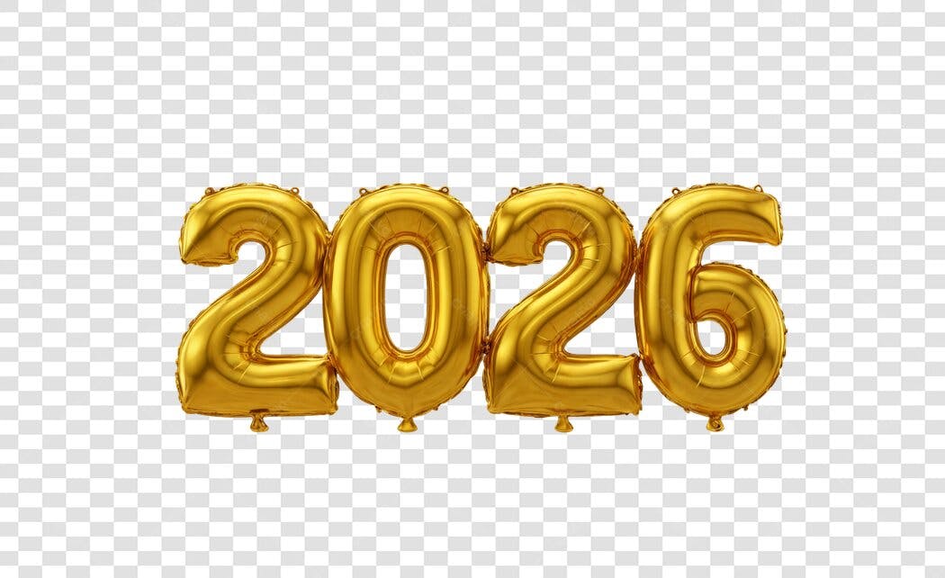 Balões 2026 Ano Novo PNG com fundo transparente