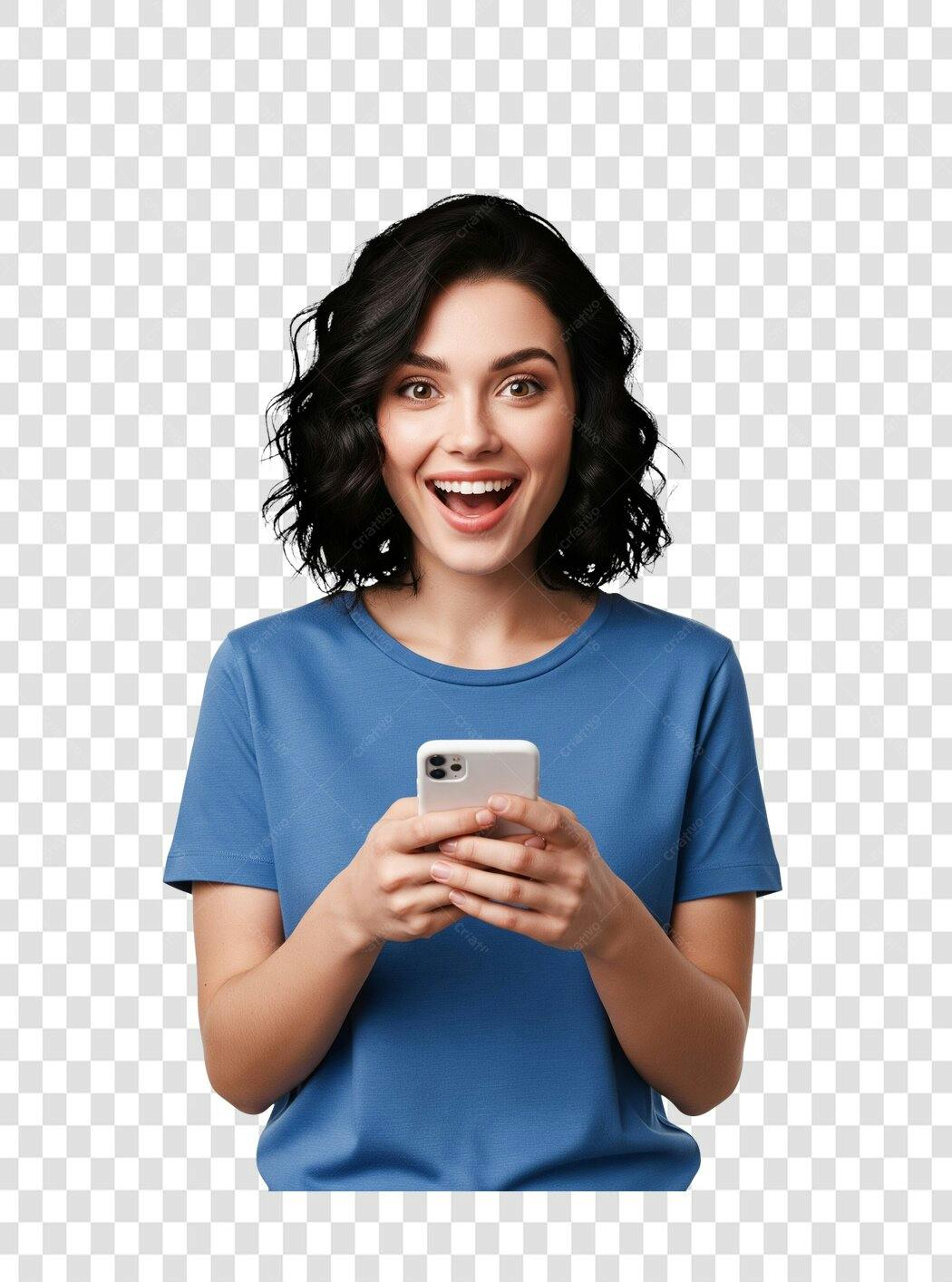 Imagem Mulher Celular PNG com fundo transparente