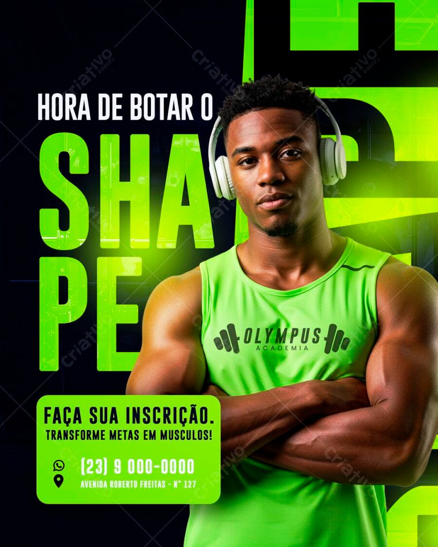 Flyer para Academia Fitness Botar o Shape PSD Editável