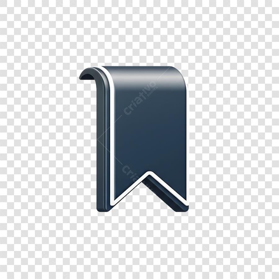 Icone Marcador de Favoritos 3D Azul Marinho Brilhante PNG com fundo transparente