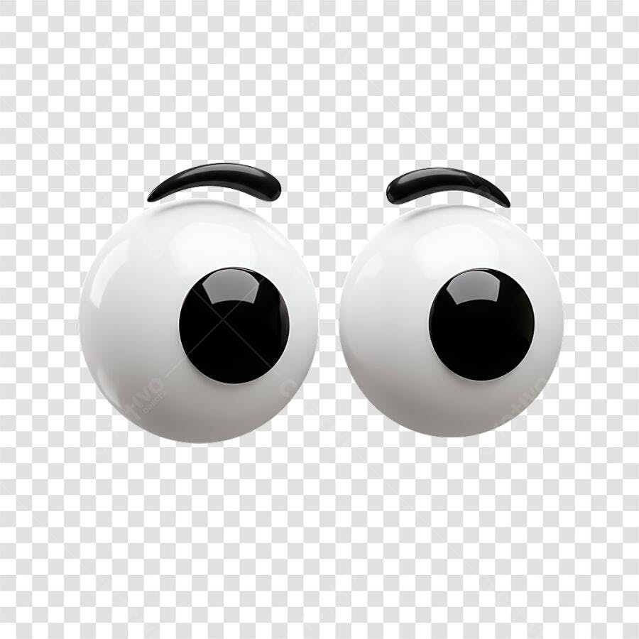 Icone Olhos de Desenho Animado Branco e Preto PNG com Fundo Transparente