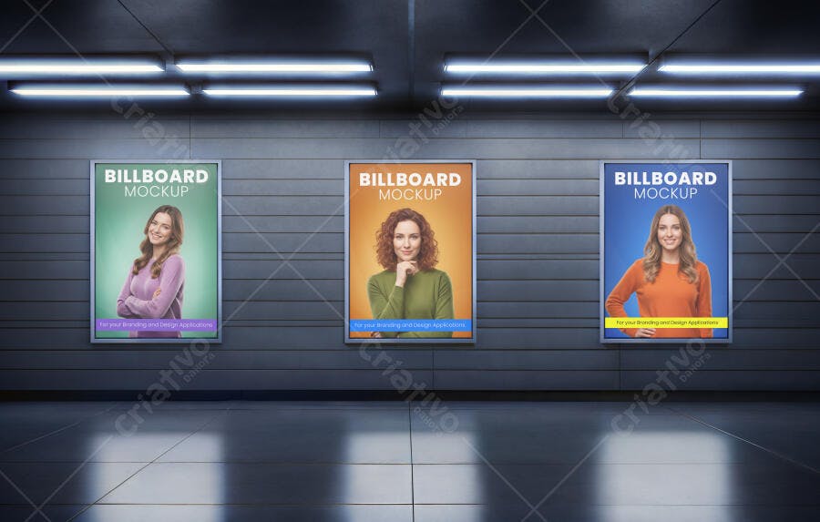 Mockup de Outdoor Realista com Mulheres em Metrô