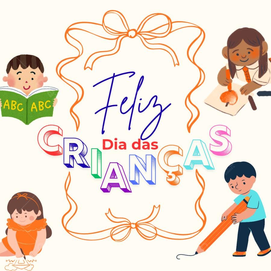 Post Instagram Dia das Crianças ilustração infantil colorida Editável no Canva