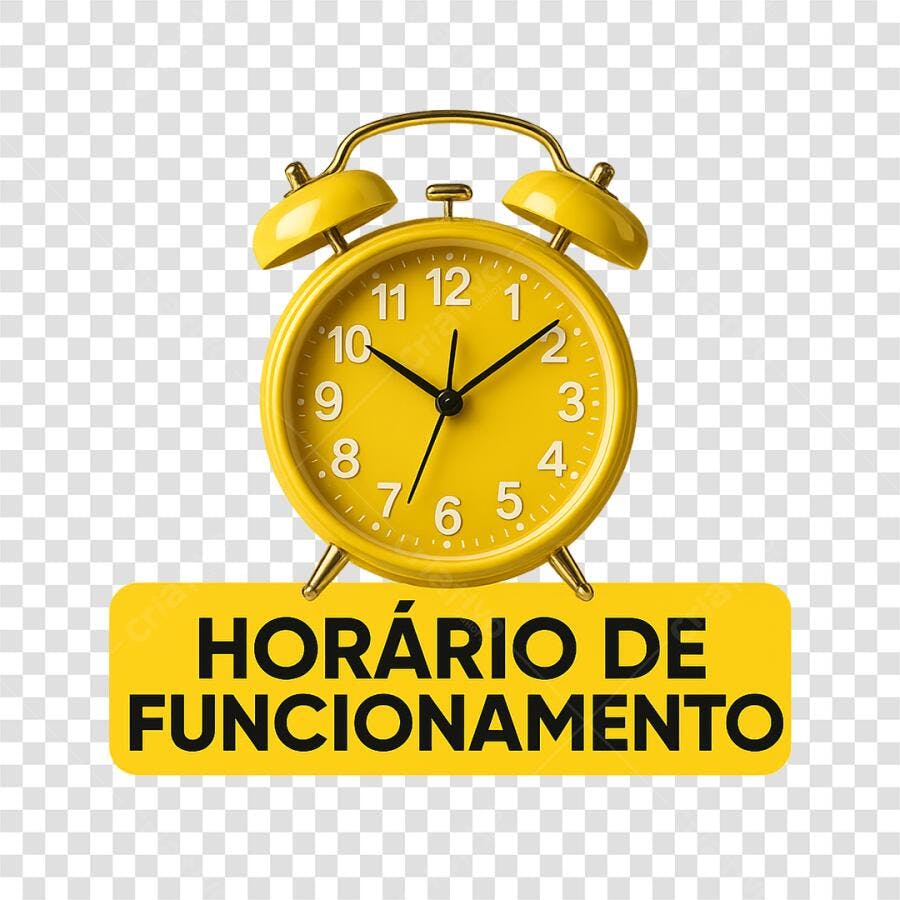 Horário de Funcionamento Loja Relógio Amarelo PNG com fundo transparente