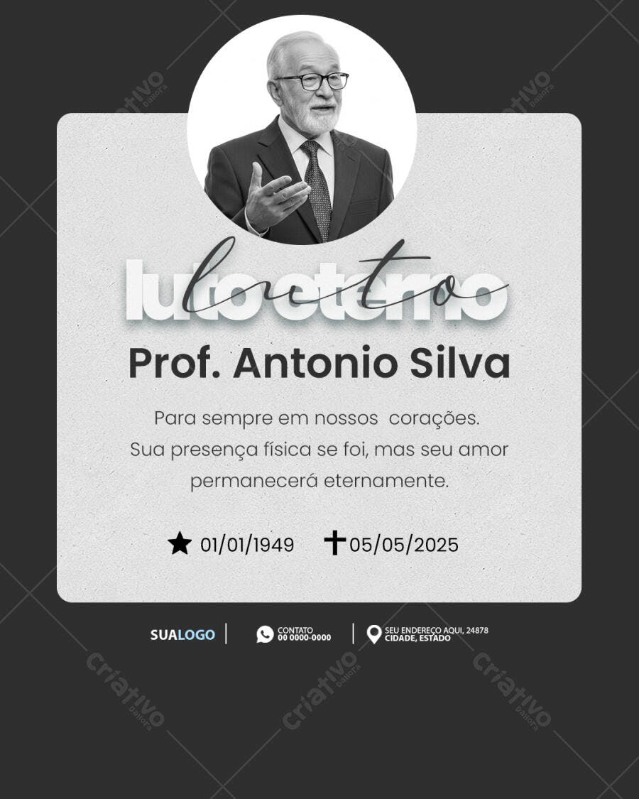 Flyer Homenagem Póstuma Prof. Antonio Silva PSD Editável