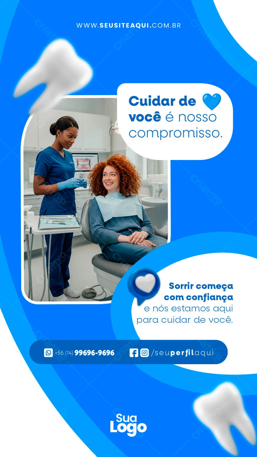 Flyer para Clínica Odontológica com Dentista e Paciente Psd Editável