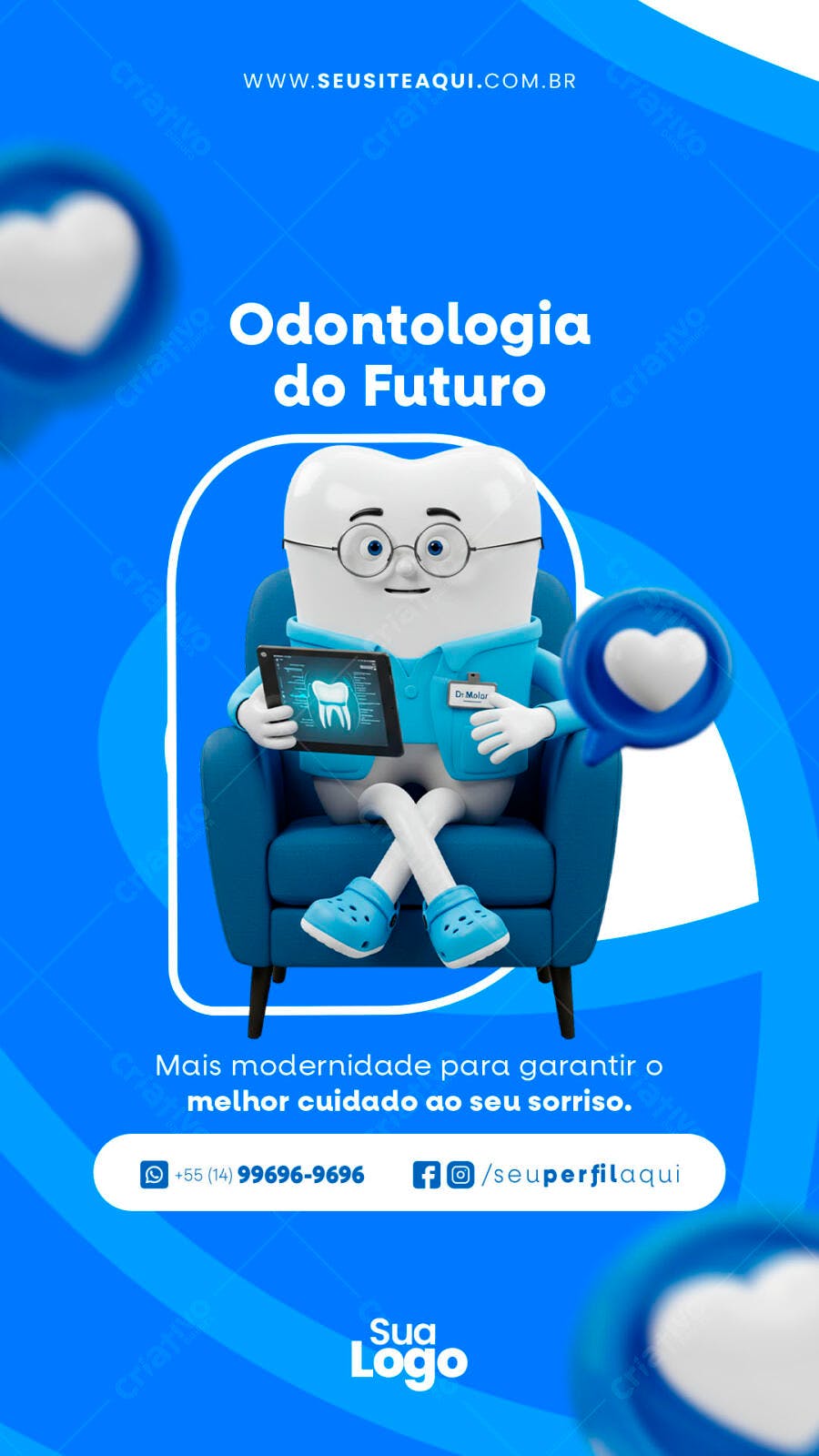 Flyer Odontologia do Futuro com Dr Molar PSD Editável