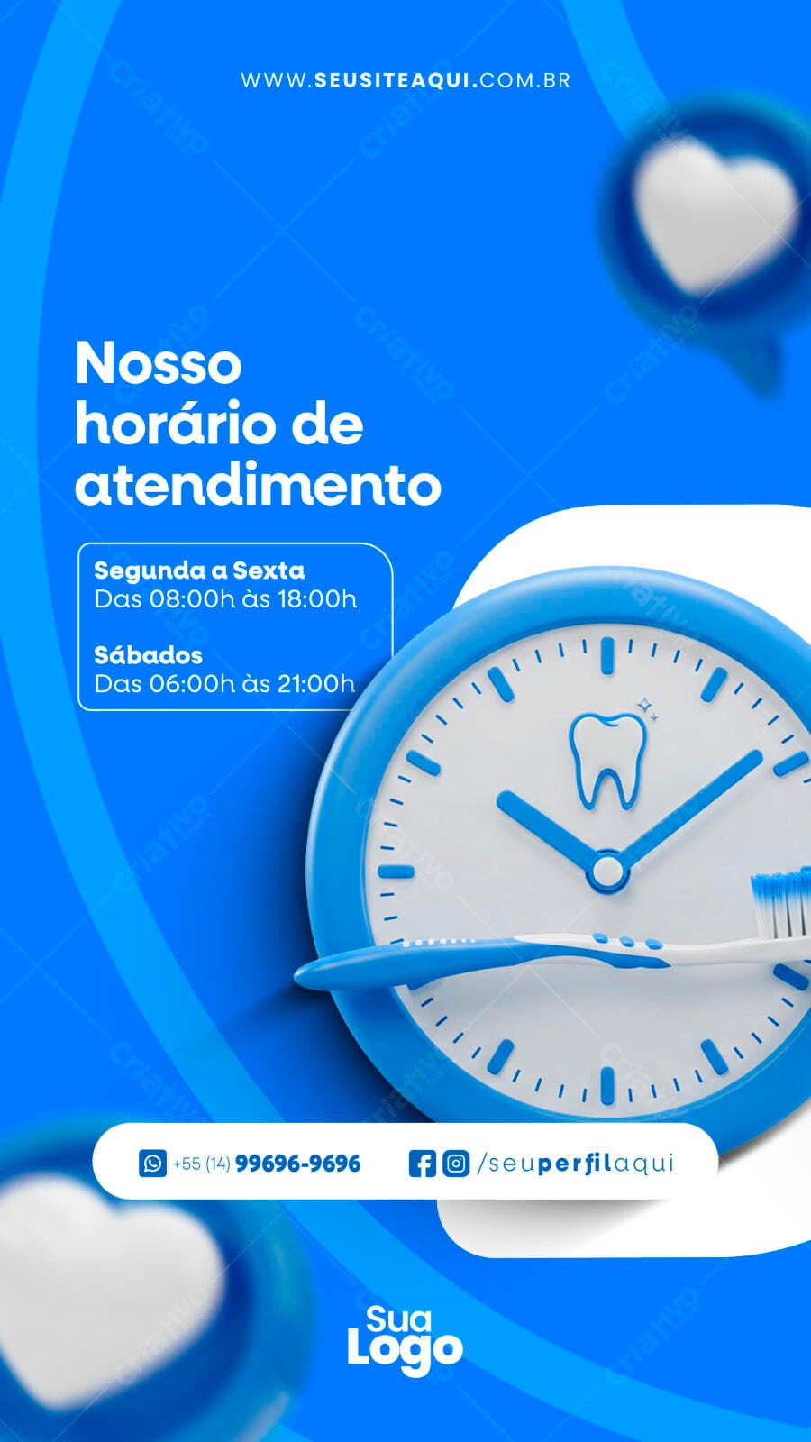 Story para Instagram Horário de Atendimento Clínica Odontológica PSD Editável