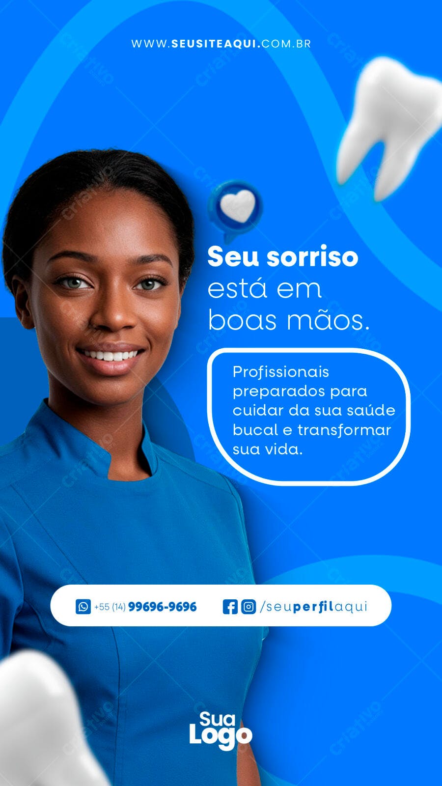 Post Instagram para Dentista Mulher Negra Sorrindo PSD Editável