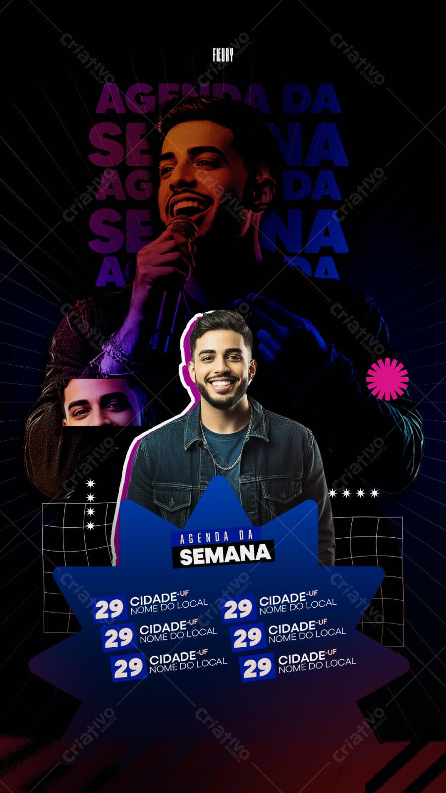 Flyer Vertical Agenda Semanal para Cantor PSD Editável