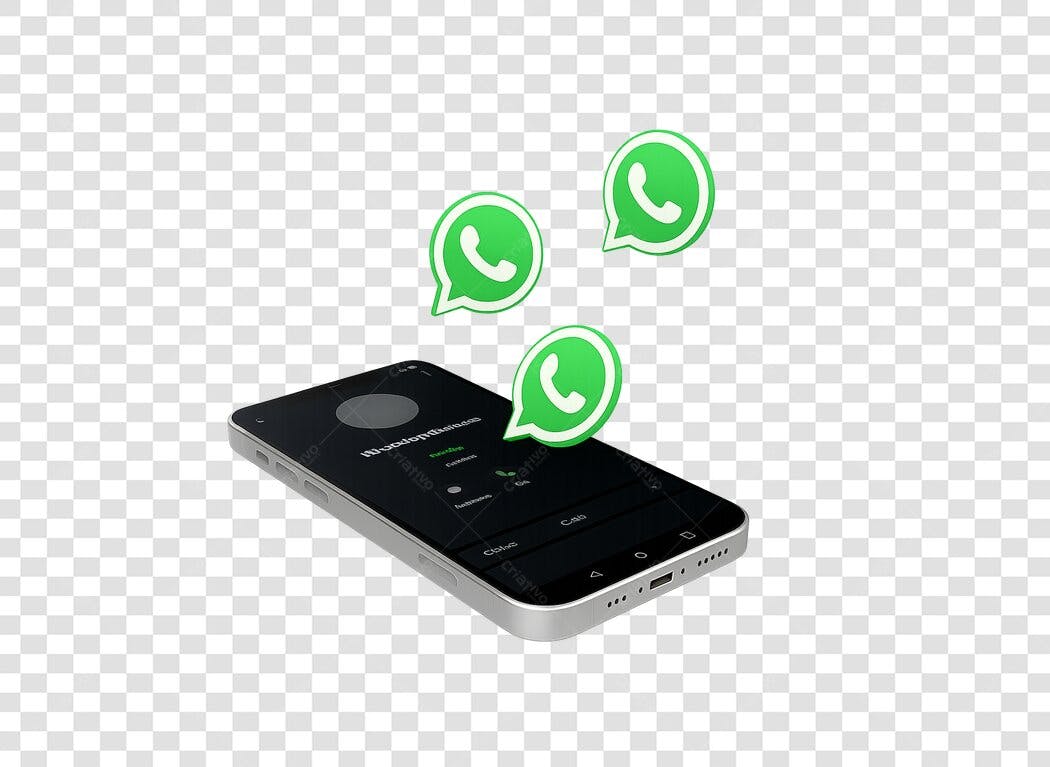 Ícone 3D WhatsApp e smartphone | PNG fundo transparente