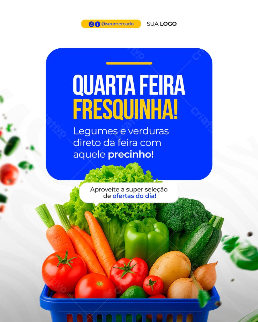 Flyer Quarta Feira Fresquinha Hortifruti PSD Editável