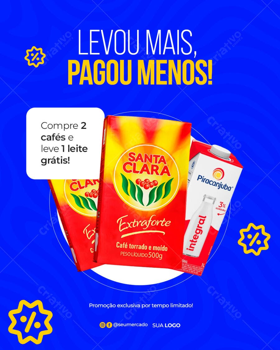 Flyer de Oferta Supermercado Leve Mais Pague Menos PSD Editável