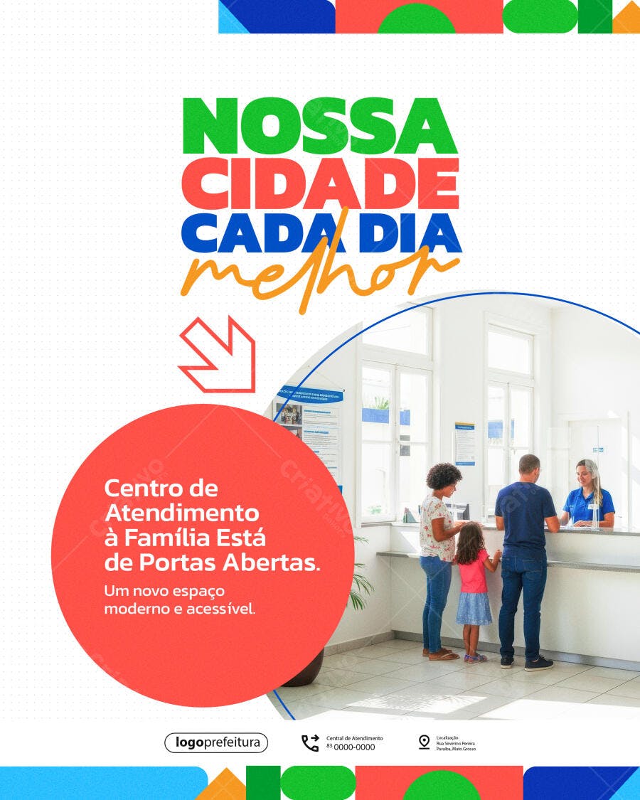 Flyer para Abertura Centro de Atendimento à Família PSD Editável