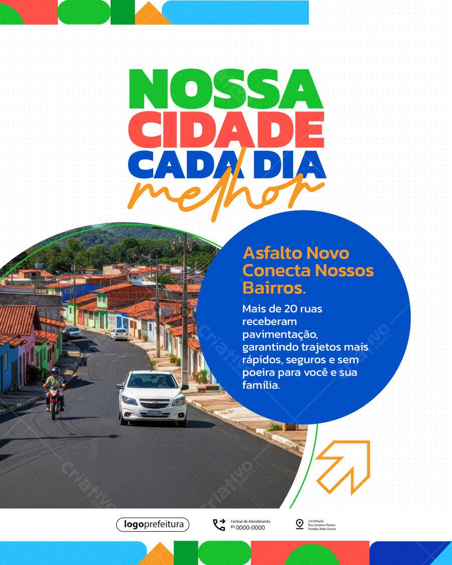 Flyer Campanha Asfalto Novo Conecta Bairros PSD Editável