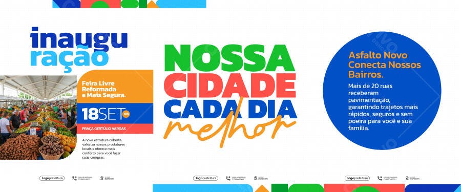 Flyer de Campanha Municipal para Inauguração Feira e Asfalto PSD Editável