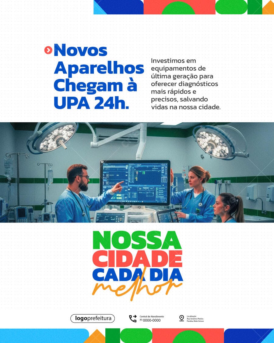 Flyer Saúde UPA Novos Aparelhos Médicos Chegam PSD Editável